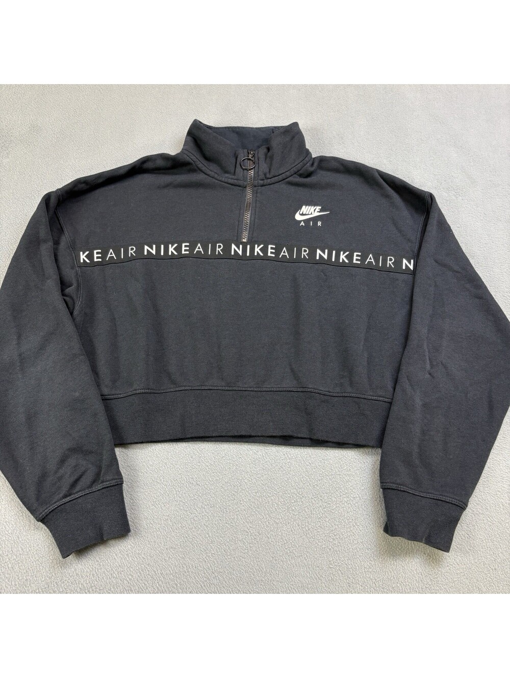 Nike Air Cropped Quarter Zip Sweatshirt Women’s Size Large Black